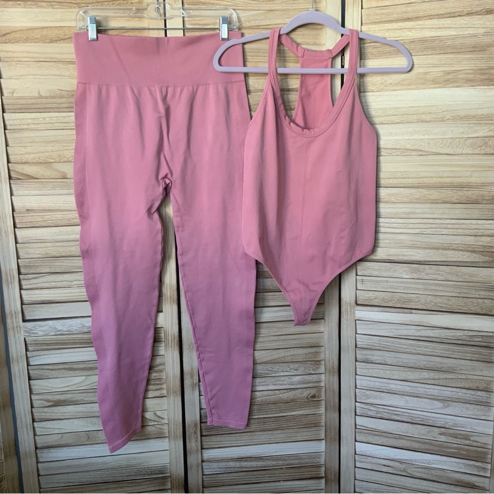 True Craft Pink Women's Leggings and Bodysuit Set